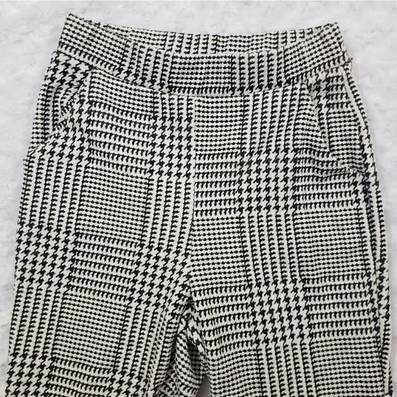 Plaid black and white pull on stretch pants Akira - Picture 2 of 7
